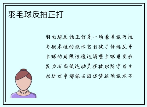 羽毛球反拍正打
